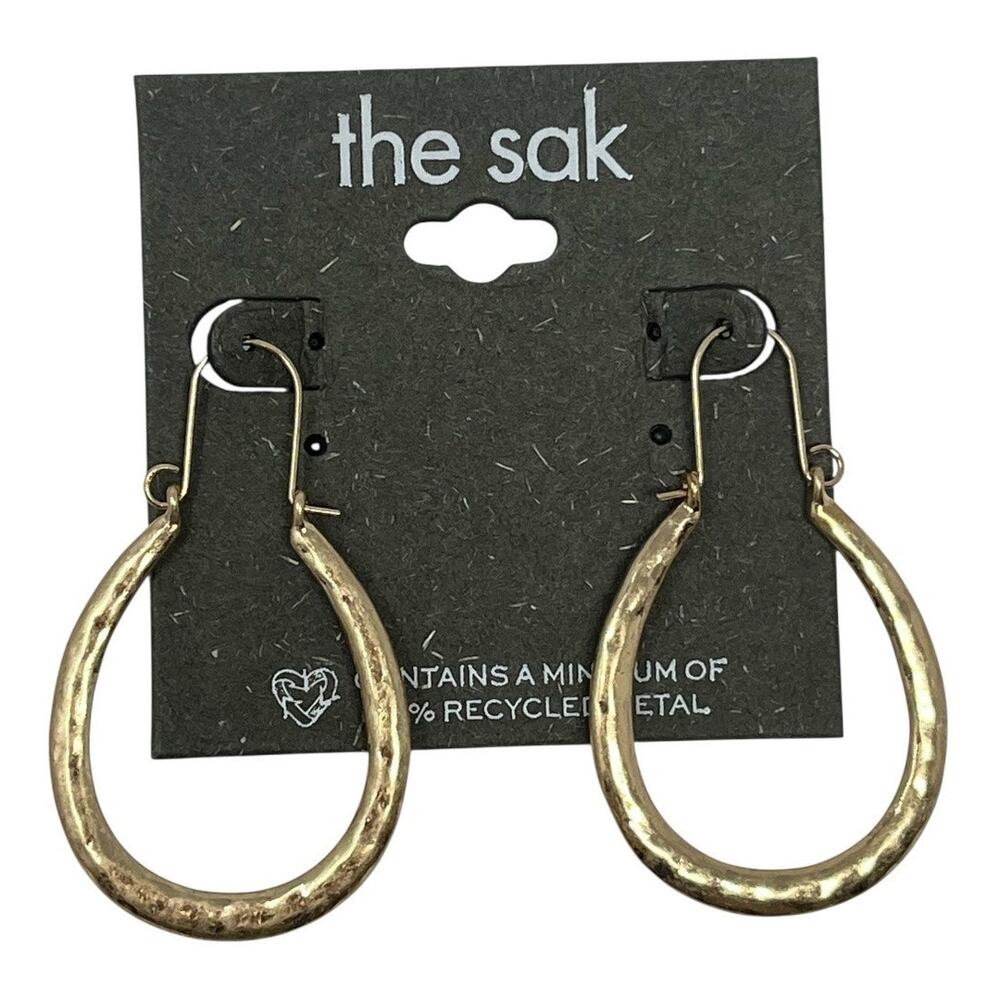 The Sak Gold Tone U-Shape Hoop Earrings with Gift Bag. Recycled Metal